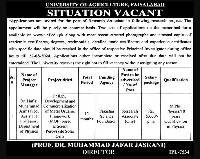Research Associate job