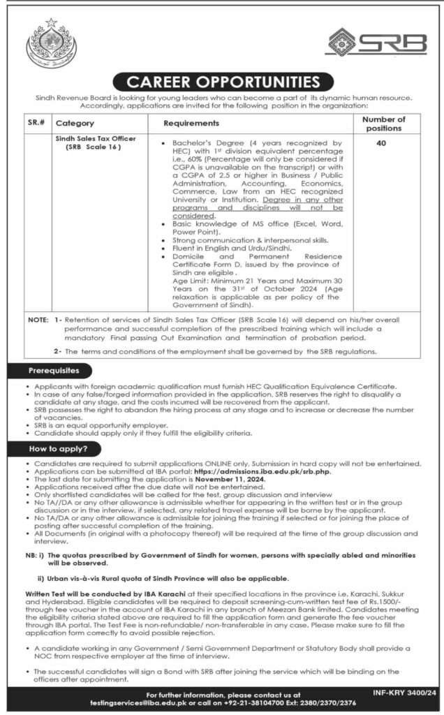 Government of Sindh Jobs in Revenue Board