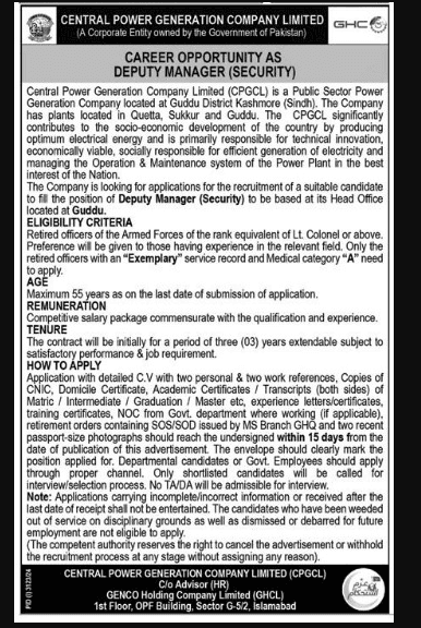 central power generation company jobs