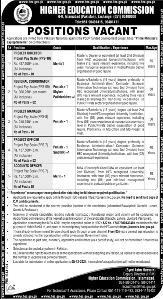 HEC Jobs Vacancies in Islamabad