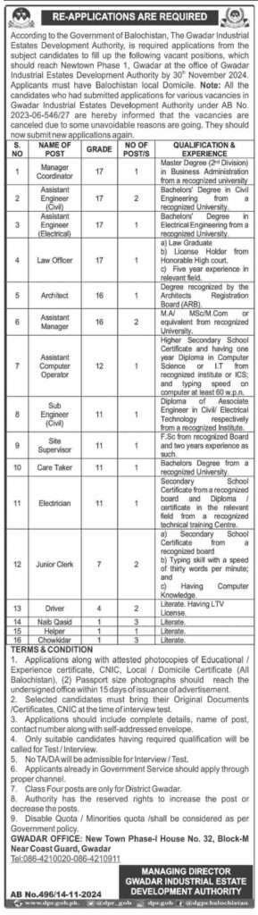 Jobs in Gwadar Development Authority