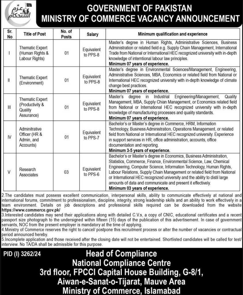 Pak Govt Jobs Ministry Jobs Ad