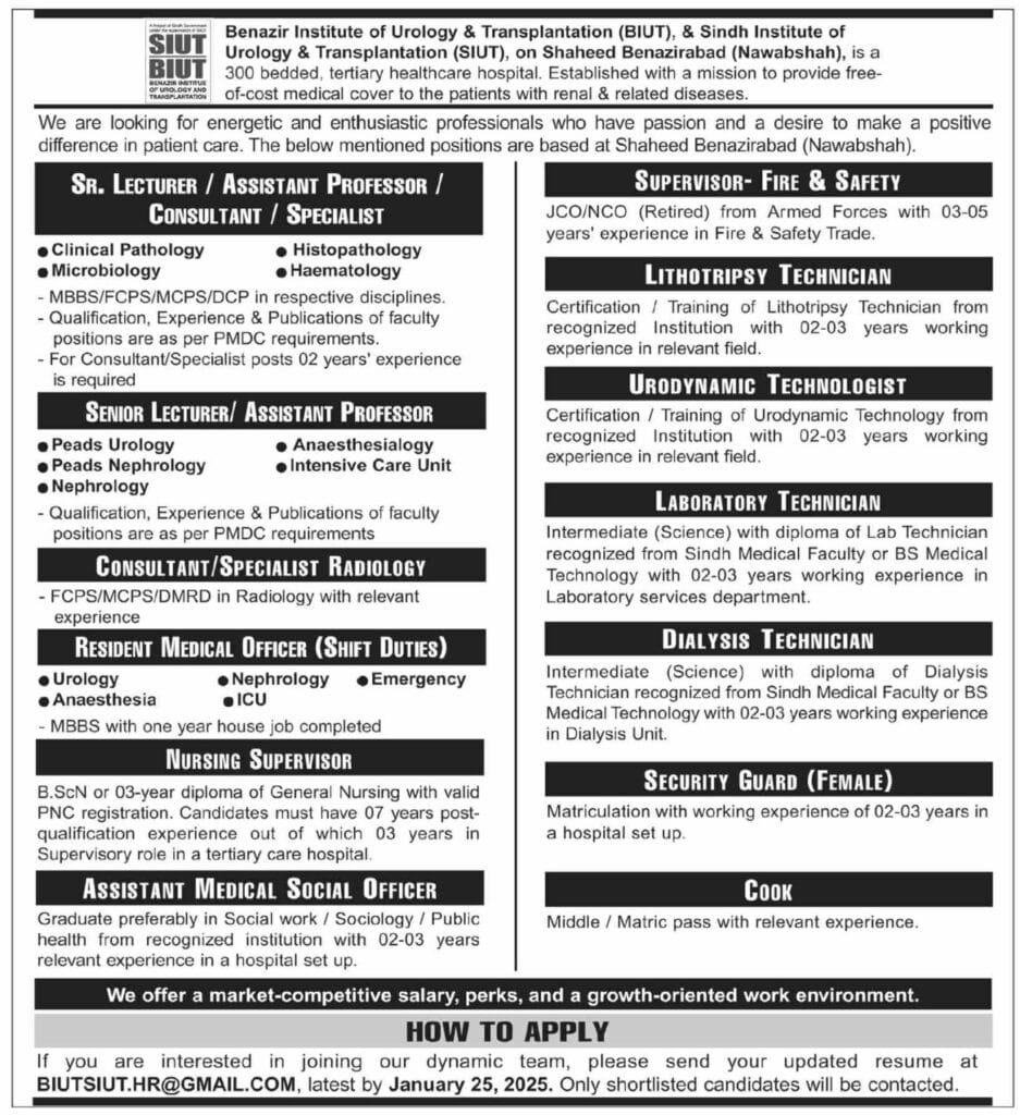 SIUT BIUT Jobs 2025